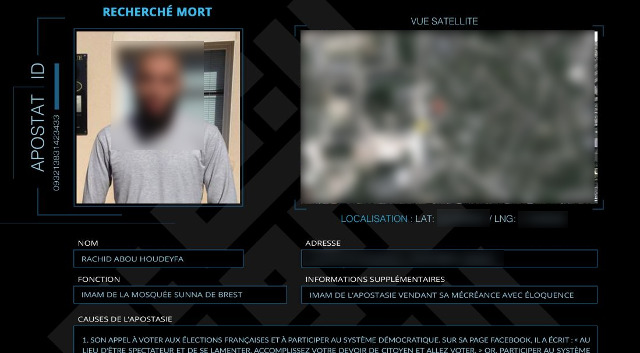 Capture d'écran de la page de Dar al-Islam appelant au meurtre de Rachid Abou Houdeyfa